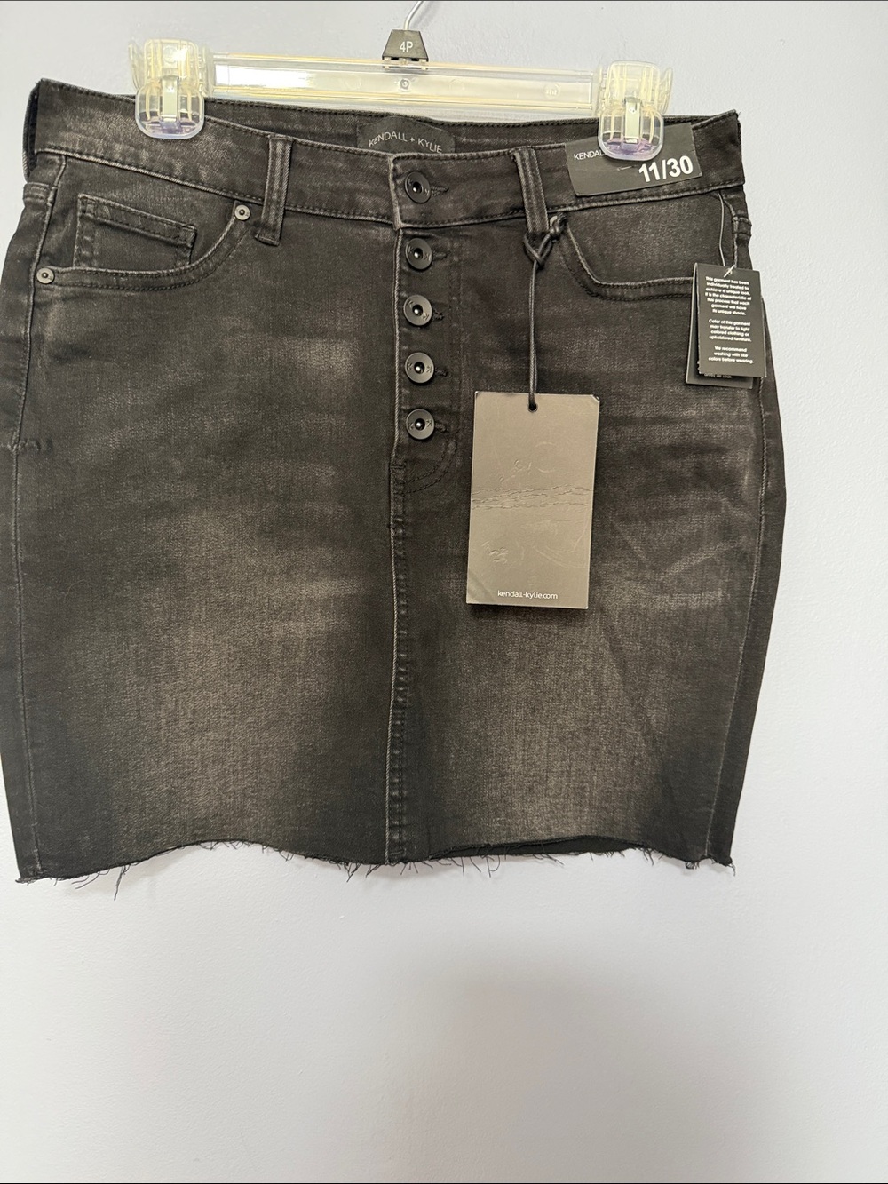 Kendall + Kylie Black Denim Mini Skirt Size 11/30 High Rise Button Fly